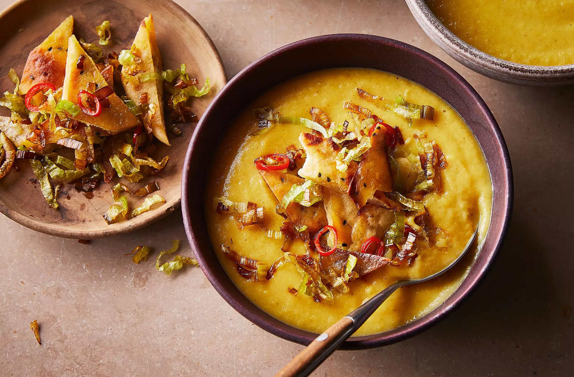 Curried leek, potato &amp; celeriac soup with crunchy toppings - Jack Buck Farms
