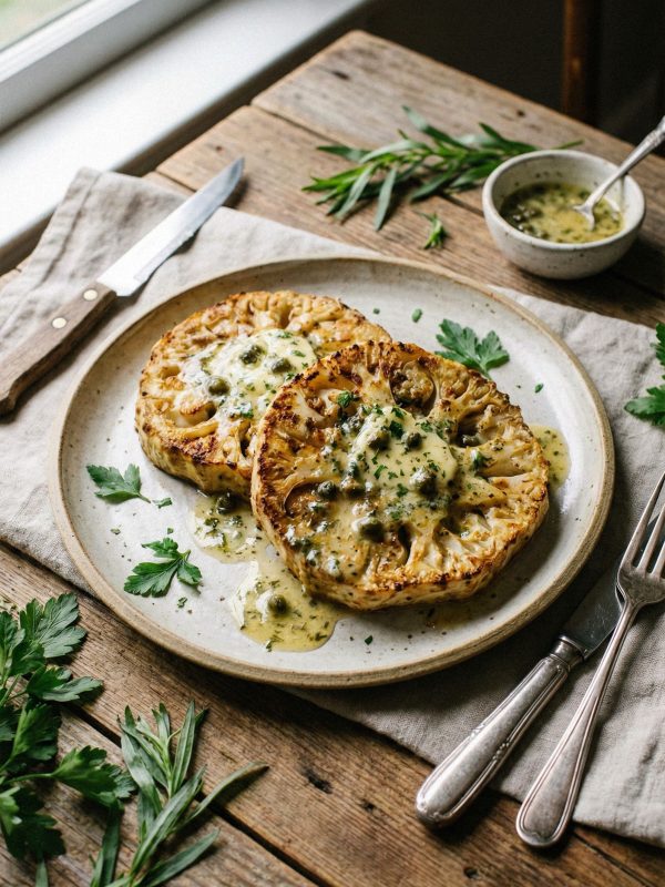 Celeriac Steaks with Café De Paris Sauce